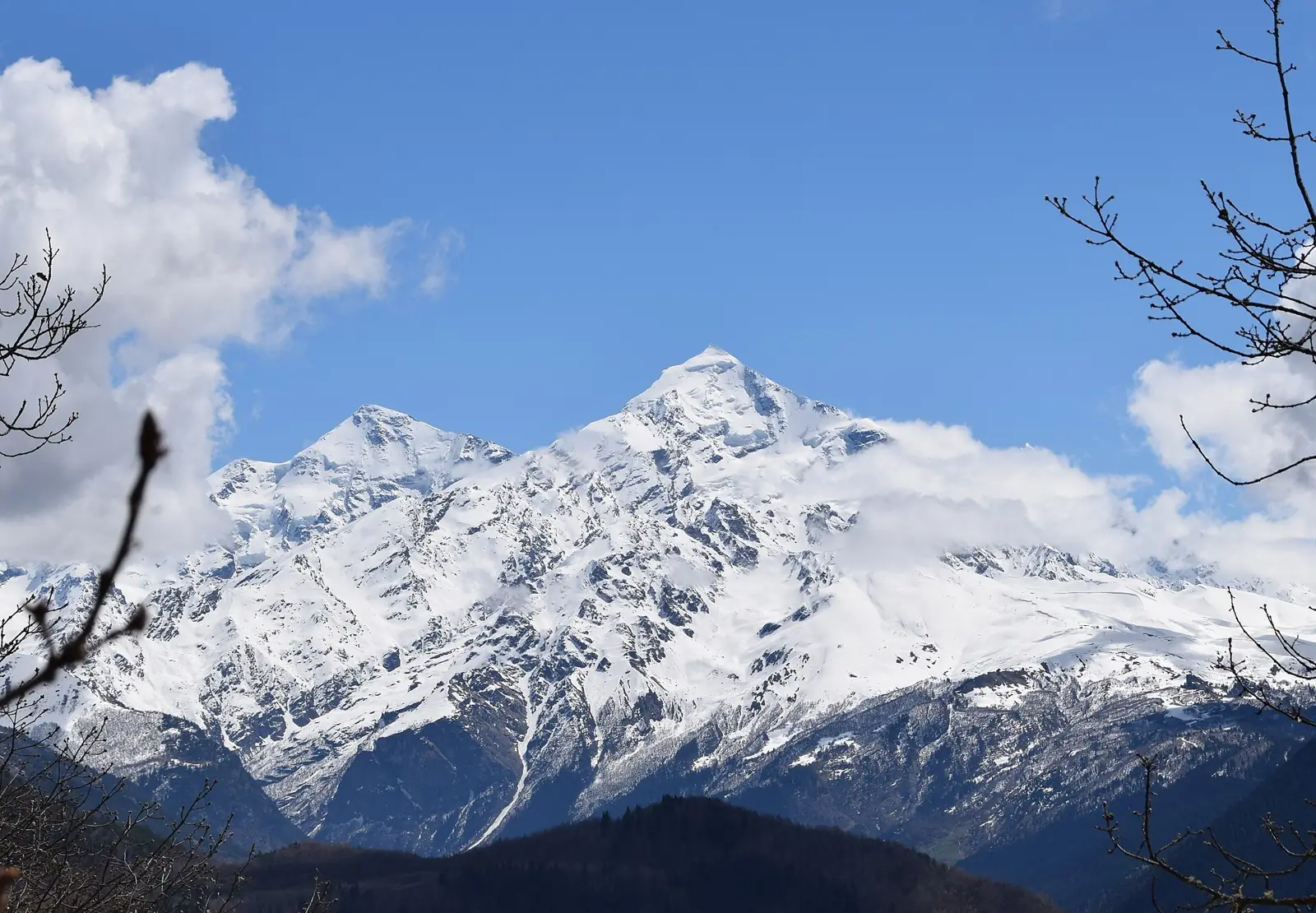 Ski touring on Tetnuldi in Svaneti, Georgia — snow-covered slopes in winter